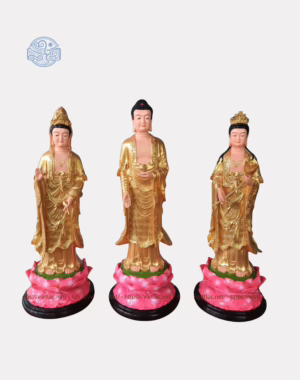 Tượng Tam Thánh đứng nhũ vàng 80cm composite